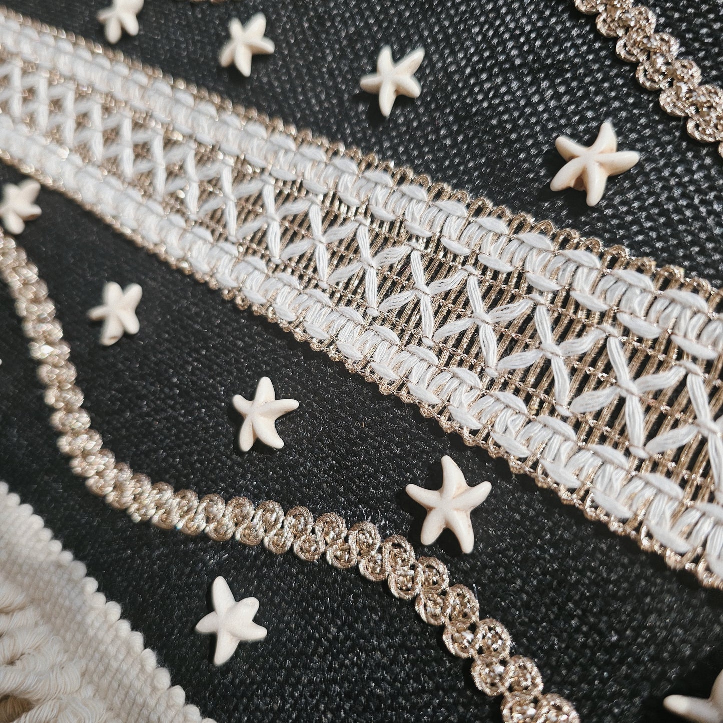 Boho Linen Clutch Bag (Night Fringe)