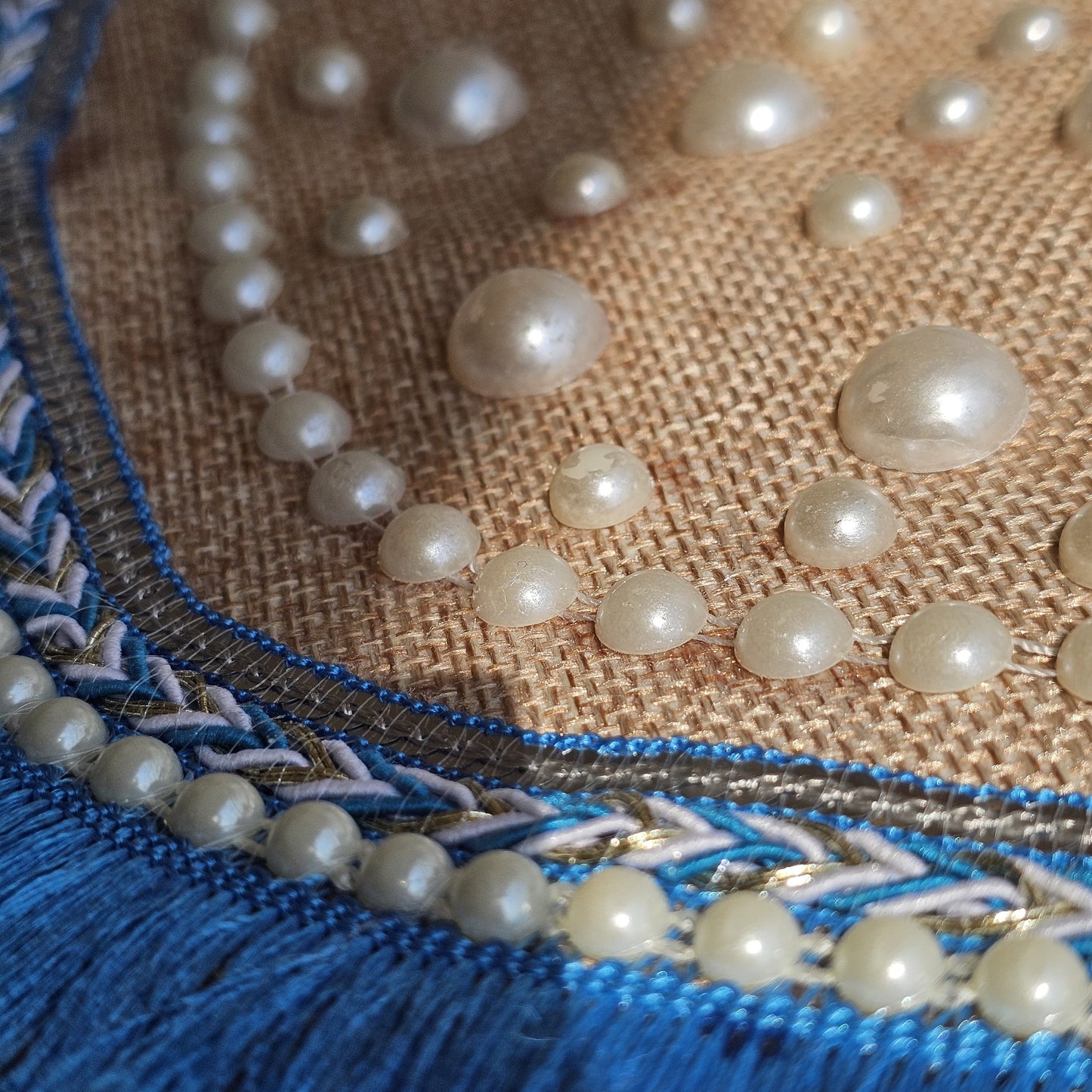 Maison Dalal Boho Linen Clutch Bag (Blue Mirage)