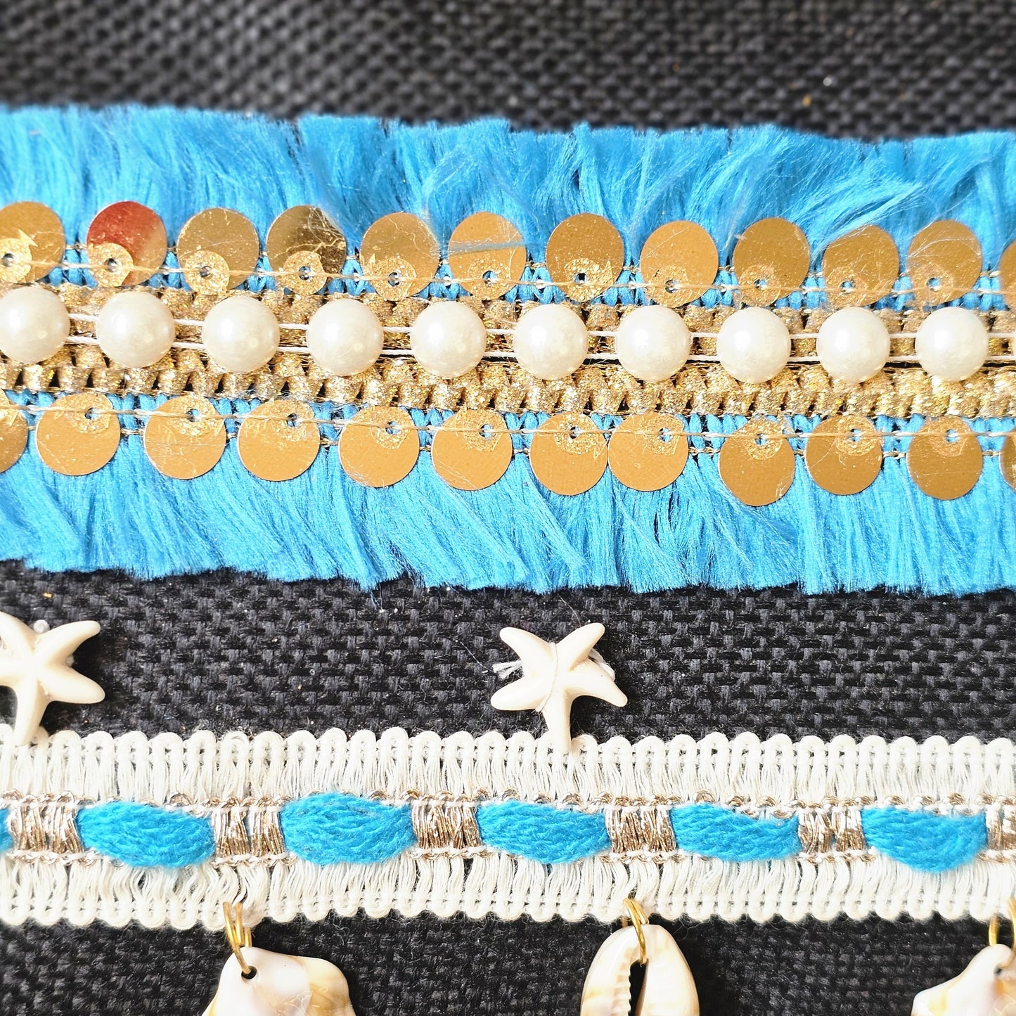 Boho Linen Clutch Bag (Sea Sky) + 1 FREE metal strap (1 meter)