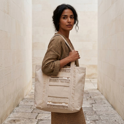 6 Pockets Multi-purpose Tote Bag (Bright Sunday) + 1 FREE Small Clutch (same color)