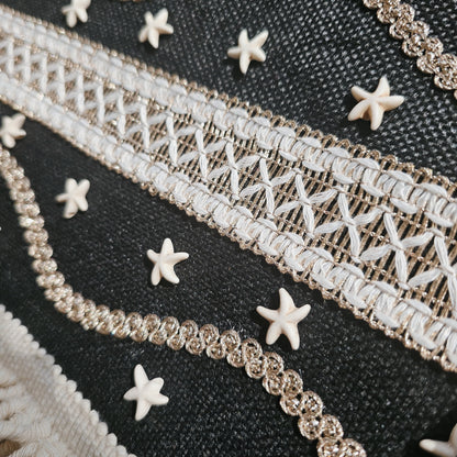 Boho Linen Clutch Bag (Night Fringe)