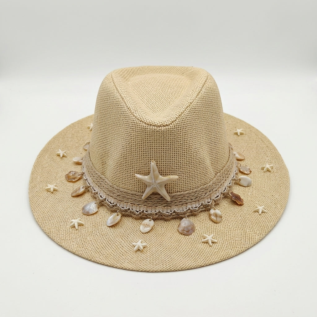 Women's Cowboy Sun Hat (Beige Shells)