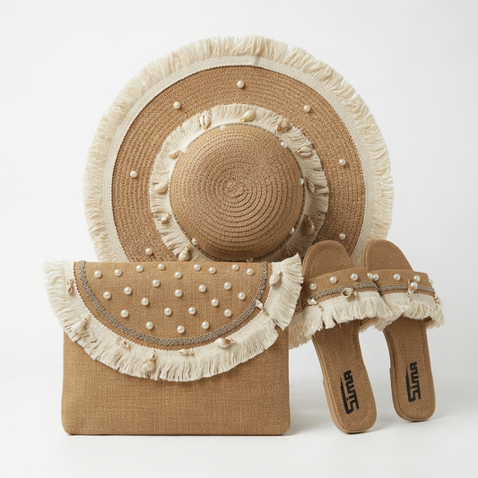 Sun Hat + Clutch Bag + Slippers + 1 FREE metal strap (COMBO 4)