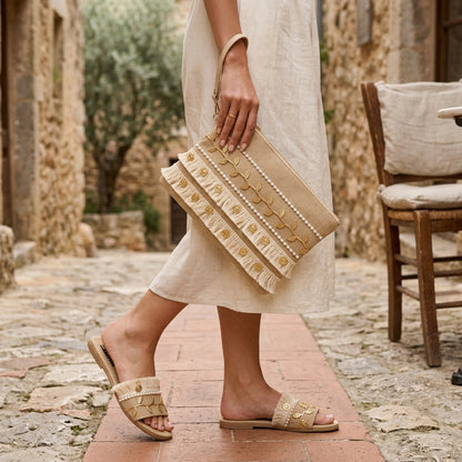 Clutch Bag + Linen Slippers + 1 FREE metal strap (Mini Combo 2)