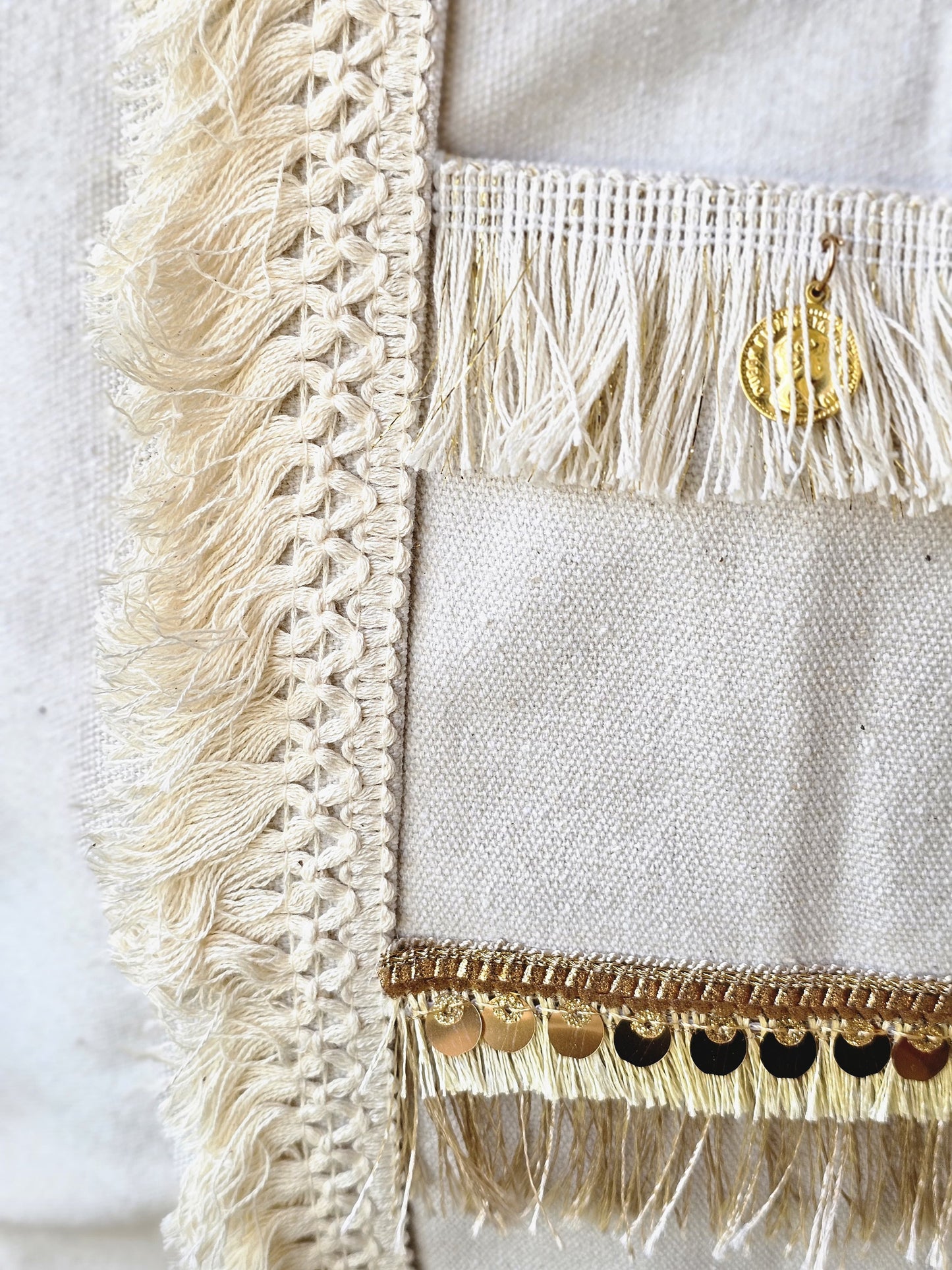 6 Pockets Multi-purpose Tote Bag (Desert Tassel) + 1 FREE Small Clutch (same color)
