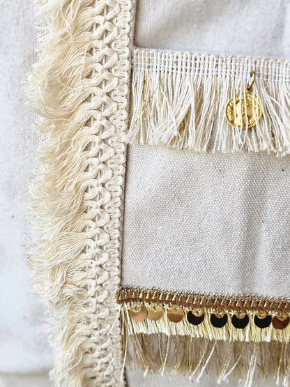 6 Pockets Multi-purpose Tote Bag (Desert Tassel) + 1 FREE Small Clutch (same color)