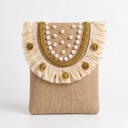 Boho Linen Phone Bag + 1  FREE 1-meter gold metal strap