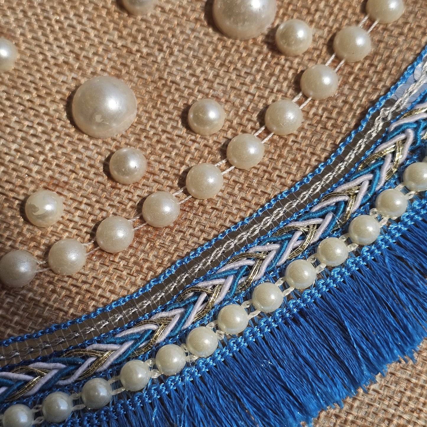 Maison Dalal Boho Linen Clutch Bag (Blue Mirage)