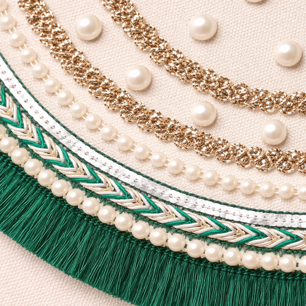 Boho Linen Clutch Bag (Royal Green) + 1 FREE gold metal strap (1 meter)
