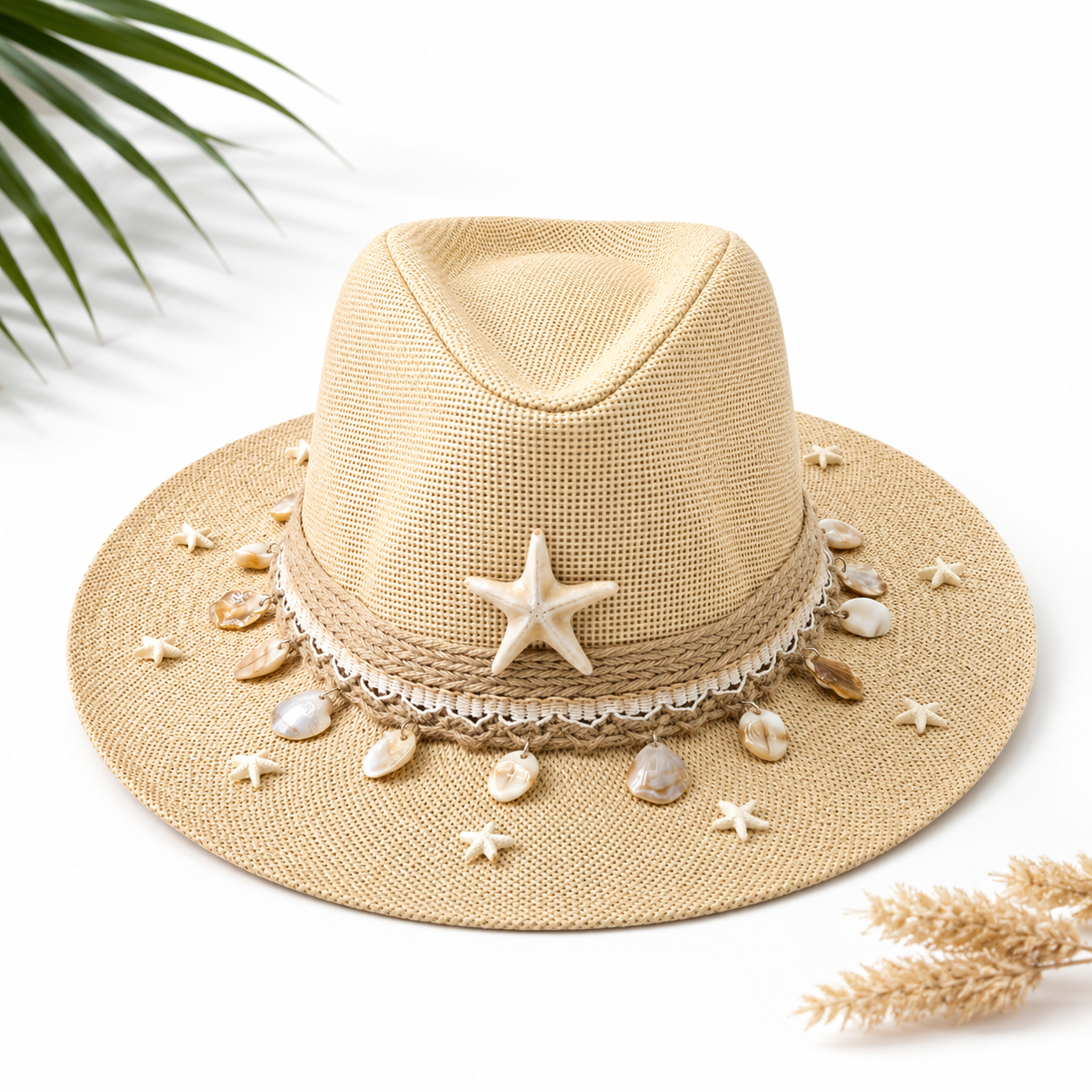 Women's Cowboy Sun Hat (Beige Shells)