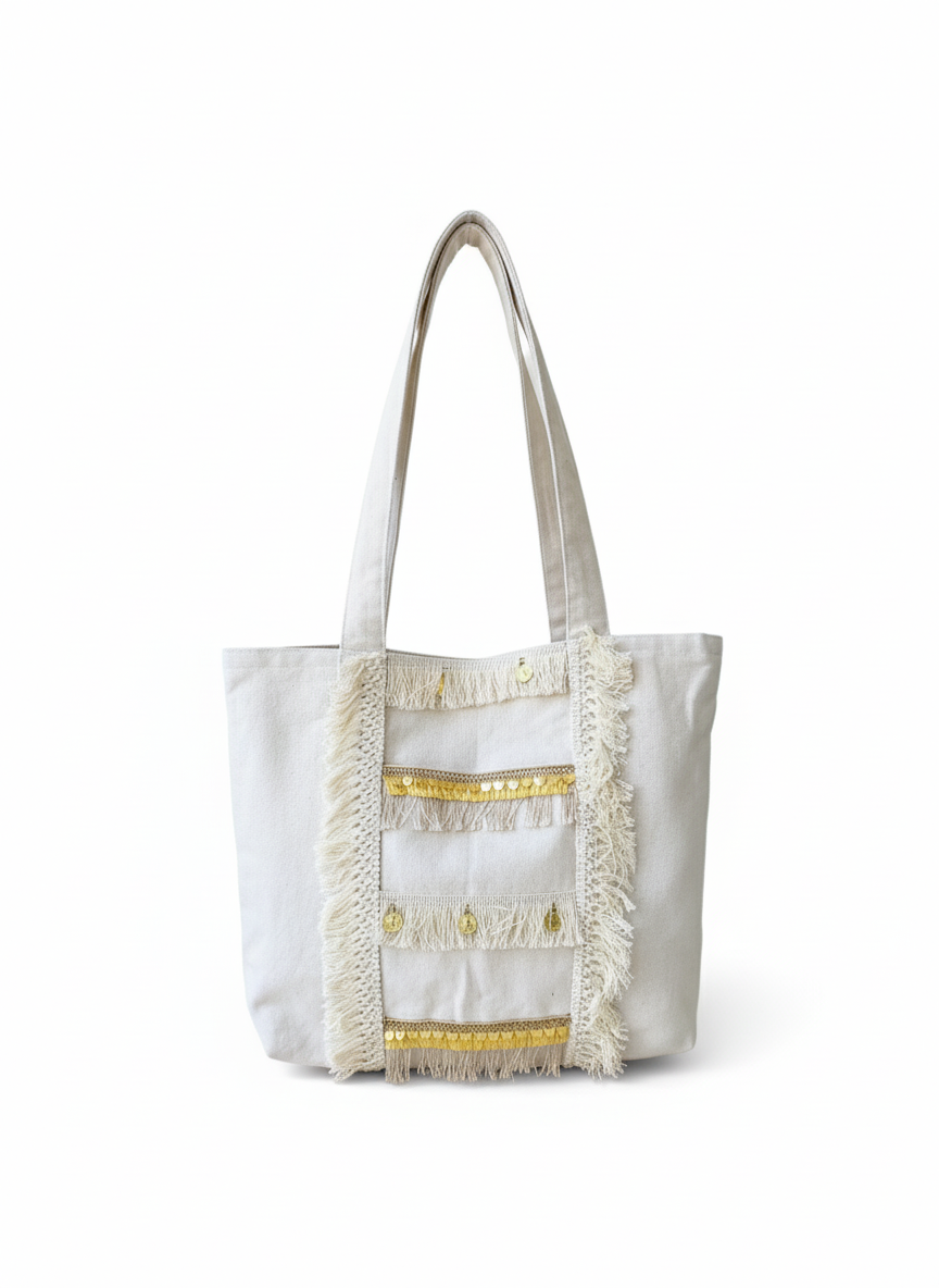 6 Pockets Multi-purpose Tote Bag (Sahara Glow) + 1 FREE Small Clutch (same color)