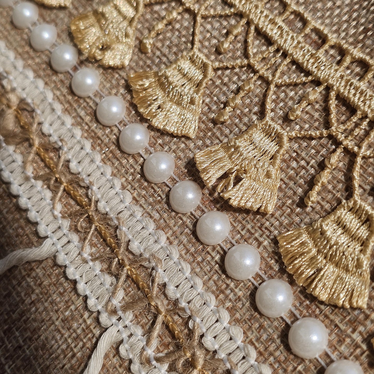 Boho Linen Clutch Bag (Sahara Tassel) + 1 FREE gold metal strap (1 meter)