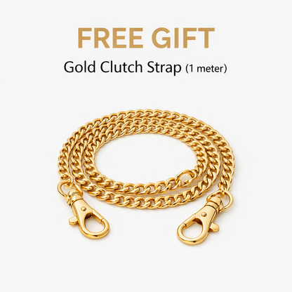 Boho Linen Clutch Bag (Bow) + 1 FREE gold metal strap (1 meter)