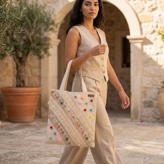 Large Tote Bag with Zipper (Color Mirage)