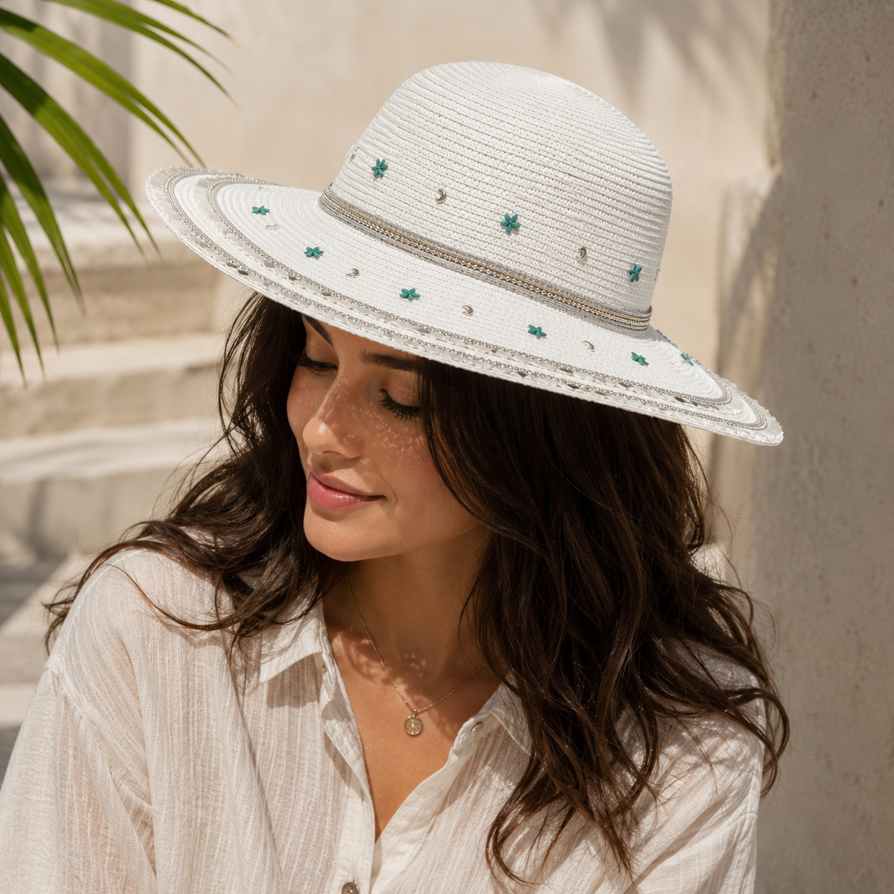 Women's Large Sun Hat (Sky Hints)