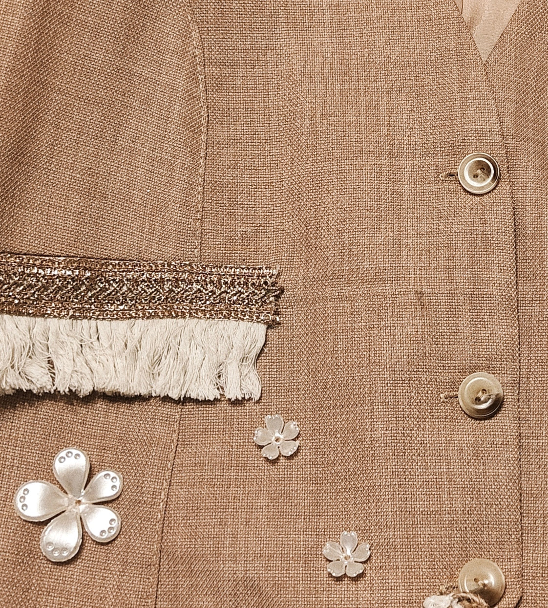Chic Linen Vest (Flowers)