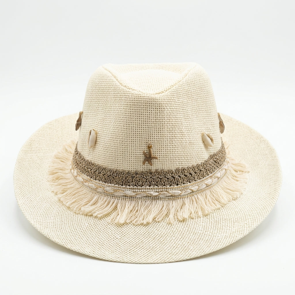 Women's Cowboy Sun Hat (Light Beige Shells)