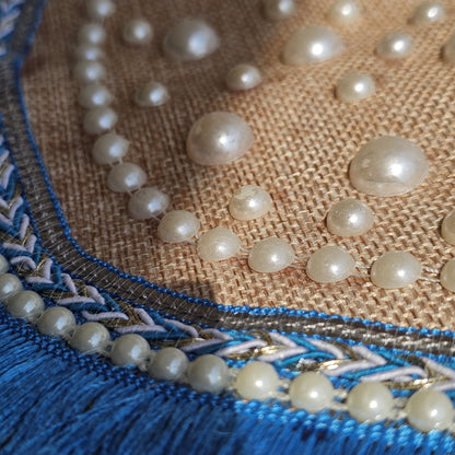 Maison Dalal Boho Linen Clutch Bag (Blue Mirage)