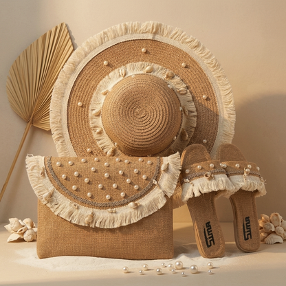 Sun Hat + Clutch Bag + Slippers + 1 FREE metal strap (COMBO 4)