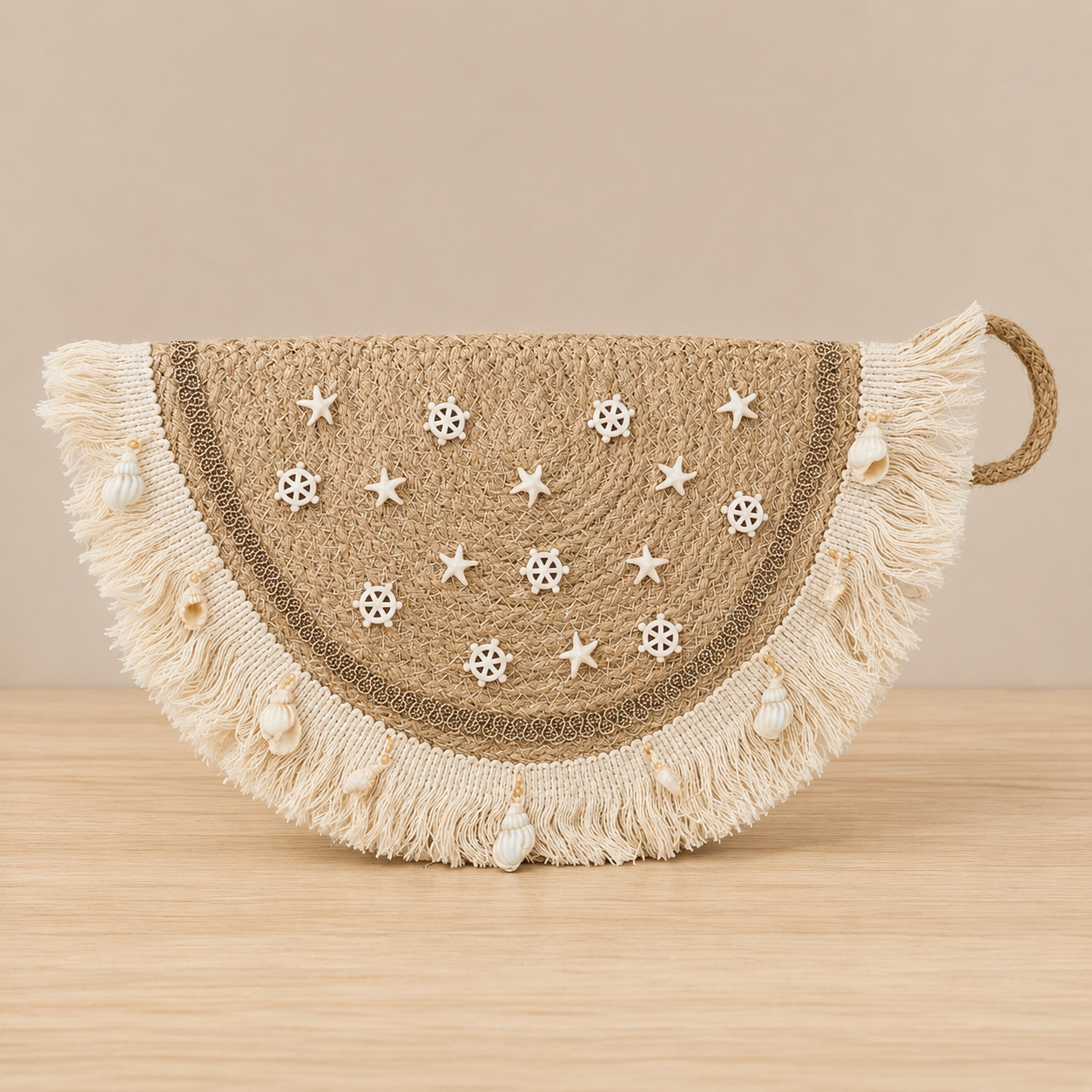 Cordon Half-Circle Clutch Bag (Seashell)