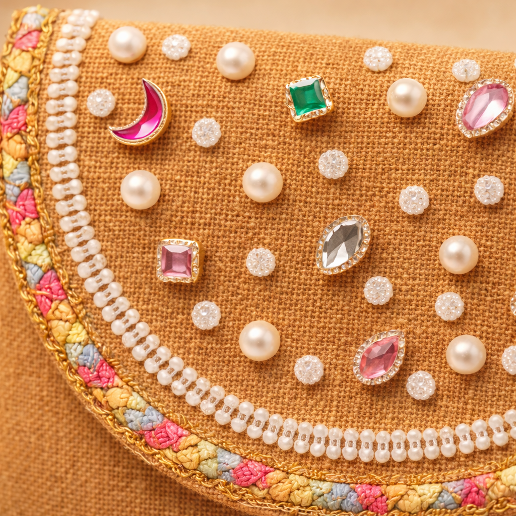 Boho Linen Clutch Bag (Color Pearls)