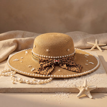 Women's Large Sun Hat (Brown Bow)