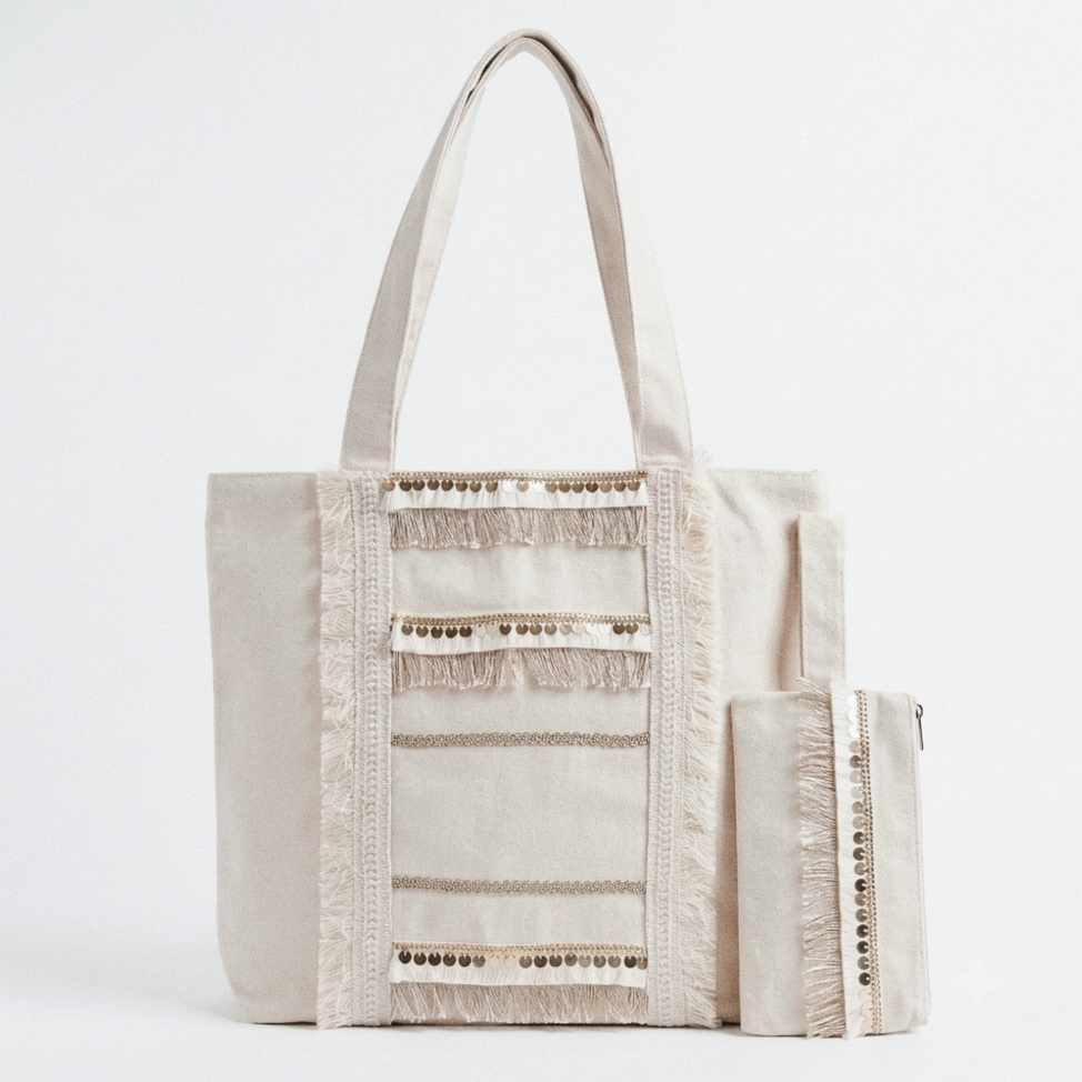 6 Pockets Multi-purpose Tote Bag (Bright Sunday) + 1 FREE Small Clutch (same color)