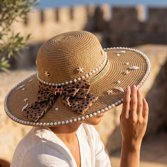 Women's Large Sun Hat (Brown Bow)