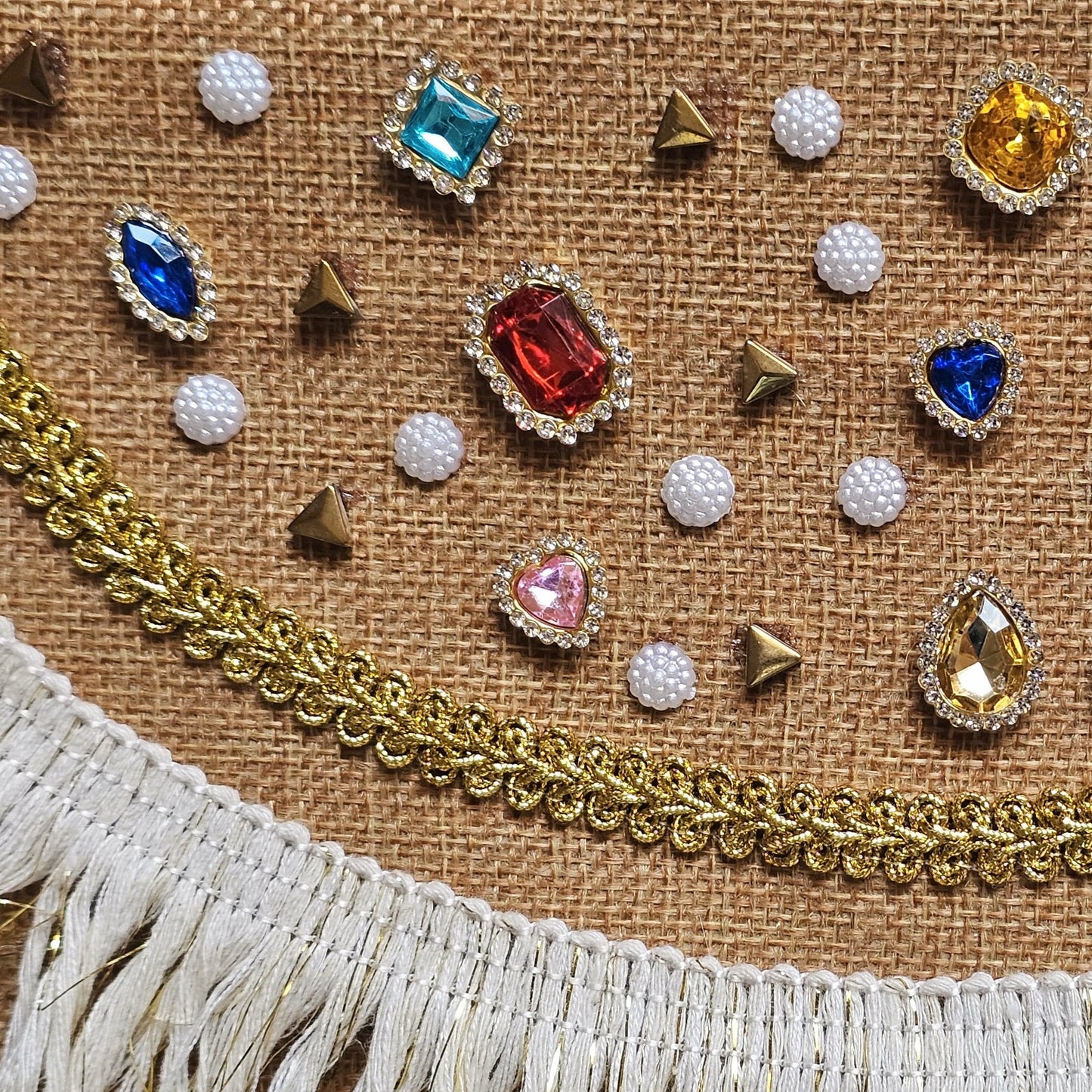 Boho Linen Clutch Bag (Rainbow Fringe) + 1 FREE gold metal strap (1 meter)