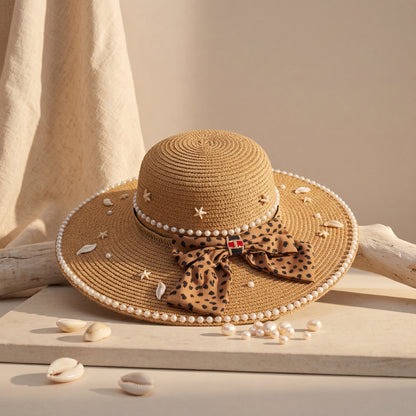 Women's Large Sun Hat (Brown Bow)