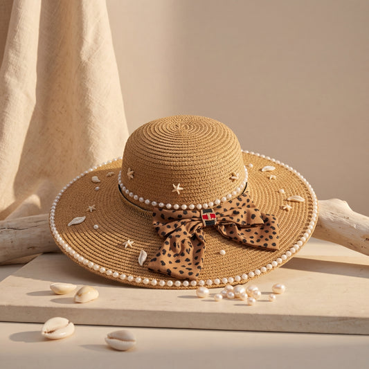 Women's Large Sun Hat (Brown Bow)