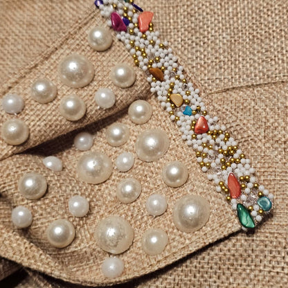 Boho Linen Clutch Bag (Bow 3) + 1 FREE gold metal strap (1 meter)