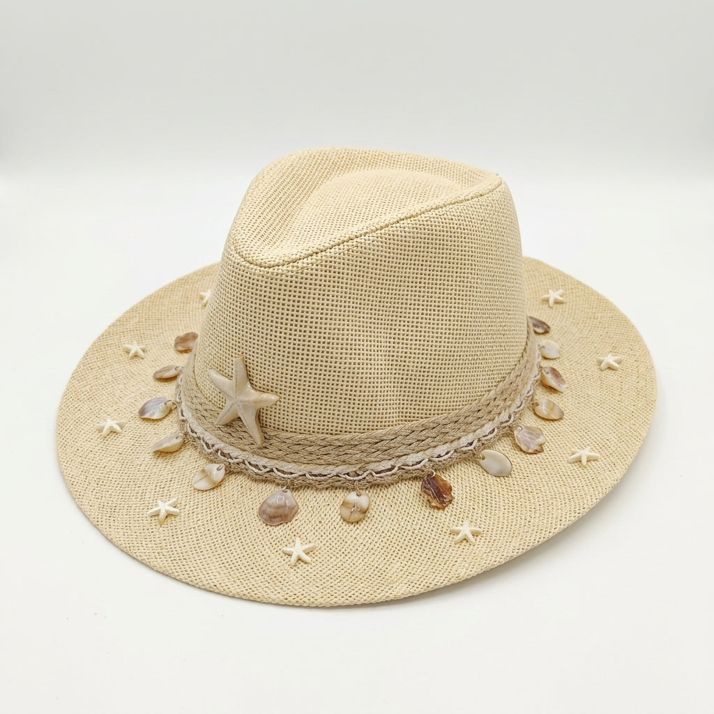 Women's Cowboy Sun Hat (Beige Shells)