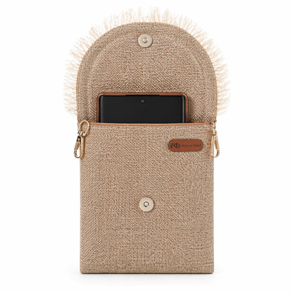 Boho Linen Phone Bag + 1  FREE 1-meter gold metal strap