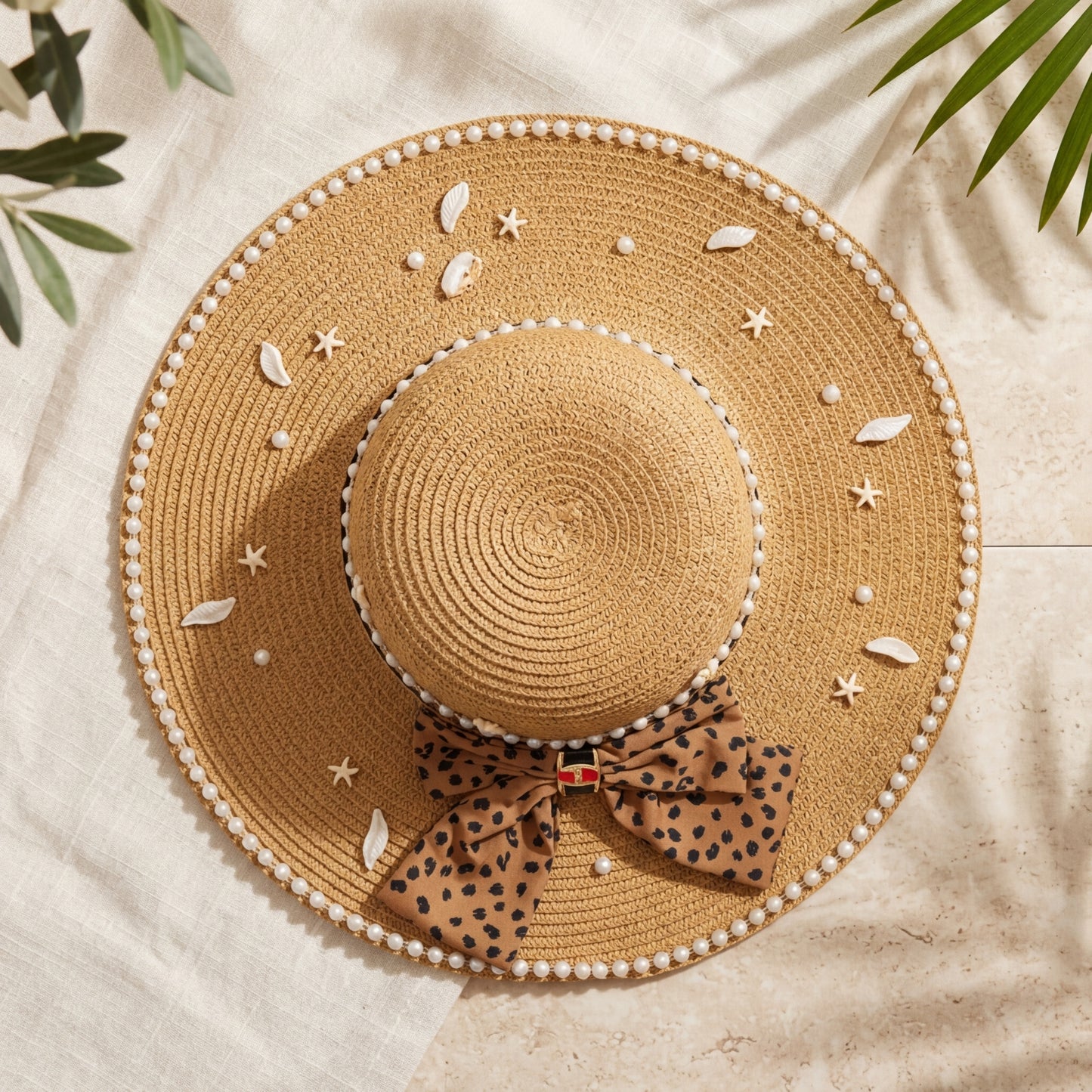 Women's Large Sun Hat (Brown Bow)