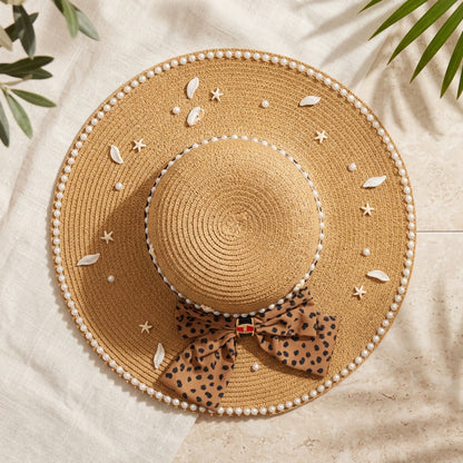 Women's Large Sun Hat (Brown Bow)