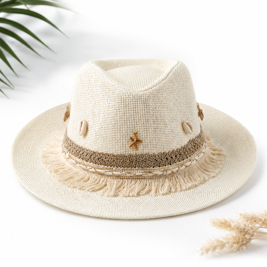 Women's Cowboy Sun Hat (Light Beige Shells)