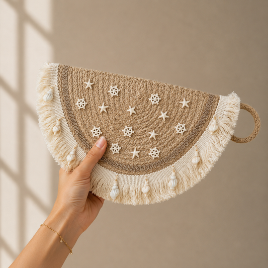 Cordon Half-Circle Clutch Bag (Seashell)