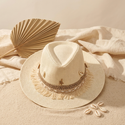 Women's Cowboy Sun Hat (Light Beige Shells)