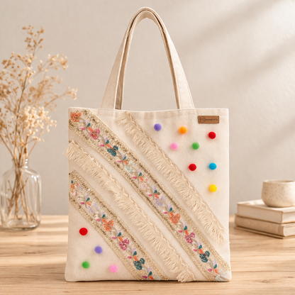 Large Tote Bag with Zipper (Color Mirage)