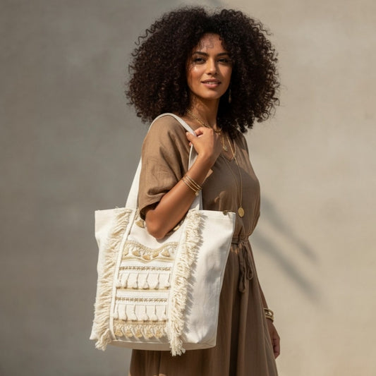 6 Pockets Multi-purpose Tote Bag (Pharaonic Mirage) + 1 FREE Small Clutch (same color)