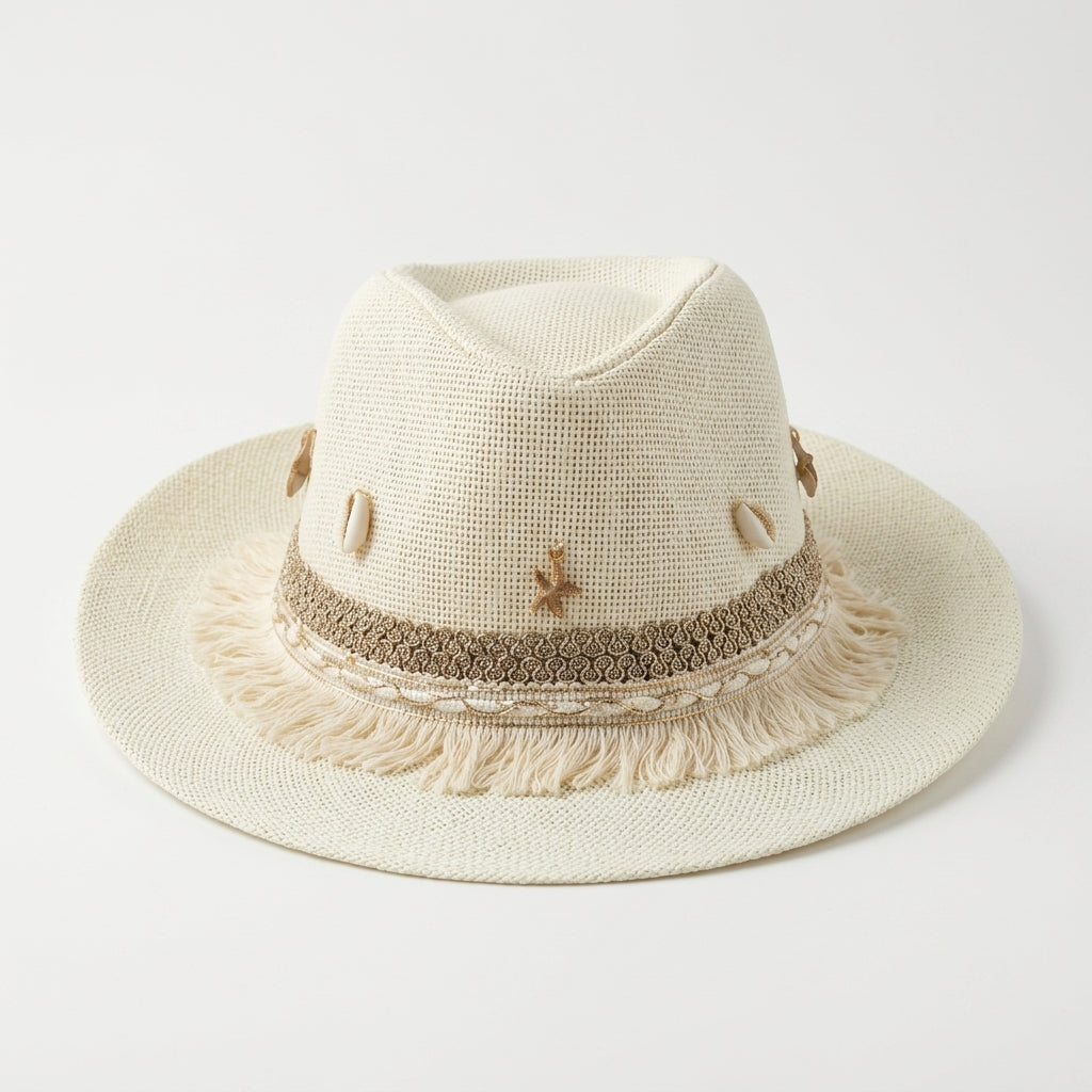 Women's Cowboy Sun Hat (Light Beige Shells)
