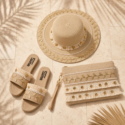 Sun Hat + Clutch Bag + Slippers + 1 FREE metal strap (COMBO 3)