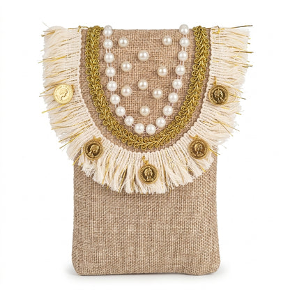 Boho Linen Phone Bag + 1  FREE 1-meter gold metal strap