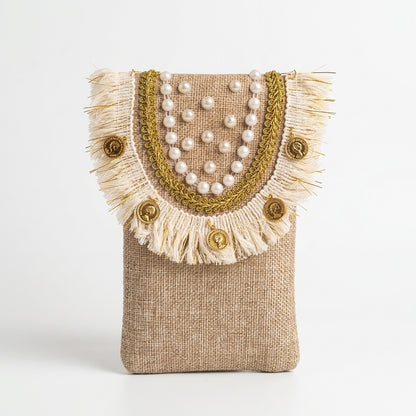 Boho Linen Phone Bag + 1  FREE 1-meter gold metal strap