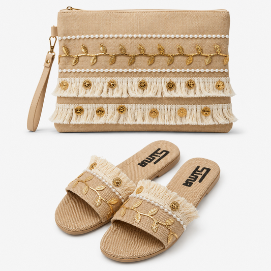 Clutch Bag + Linen Slippers + 1 FREE metal strap (Mini Combo 2)